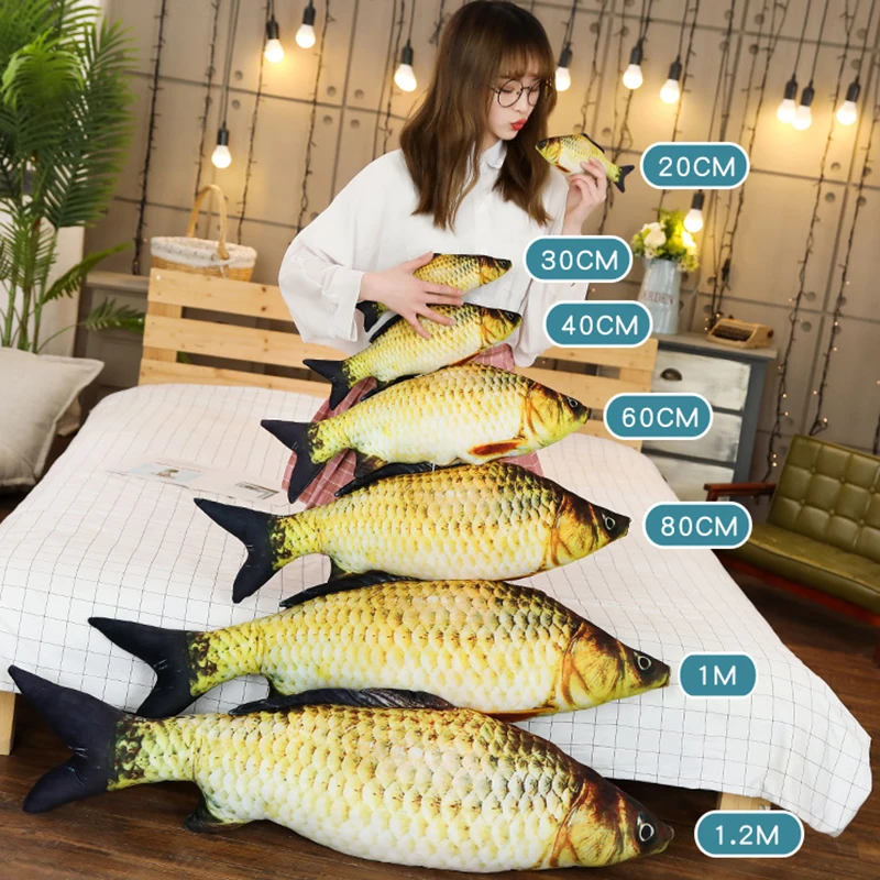 Plush Fish Toy Creative Simulation Crucian Carp Grass Fish Grass Carp Salted Fish Plush Toy Cute Cartoon Cat Plush Pillow Toys thumbnail 6