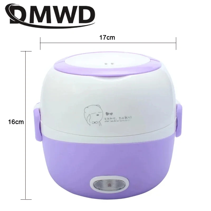 110V Portable Electric Heating Lunch Box Mini Rice Cooker Stainless Steel 2/3 Layers Food Steamer Picnic Meal Container Warmer thumbnail 4