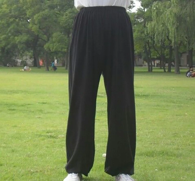 Men Women Tai Chi Trousers Cotton Black Martial Art Training Pants Taekwondo Karate Judo Chinese Kung Fu Trousers For 95cm-185cm thumbnail 4