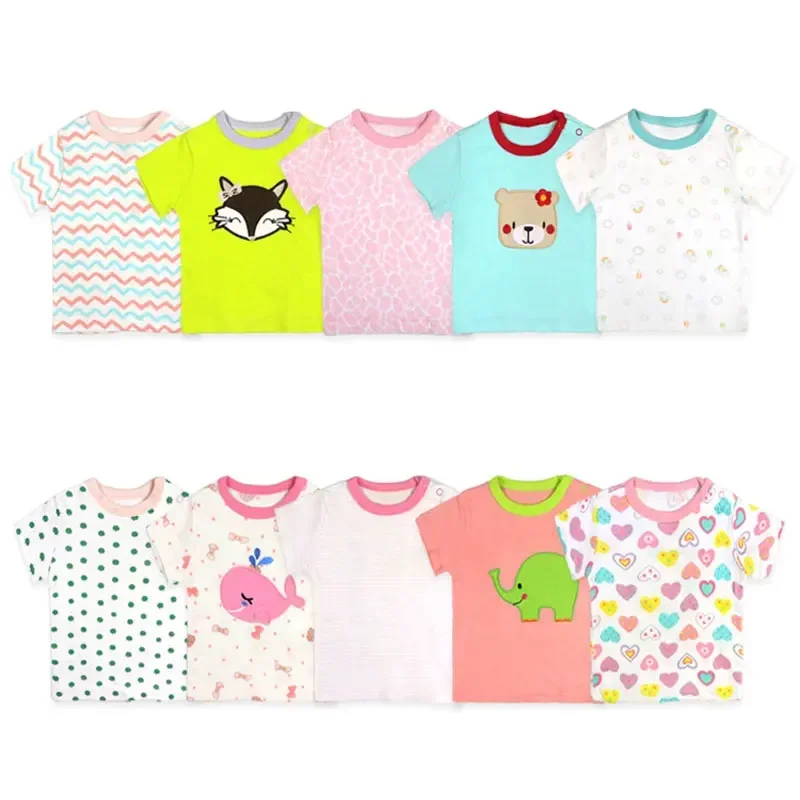 [5Pcs/lot Random Color]Cotton Baby Boy t-shirt Casual Baby Boy Shorts Sleeve Tops Summer Newborn T shirt 3-24 Months thumbnail 3