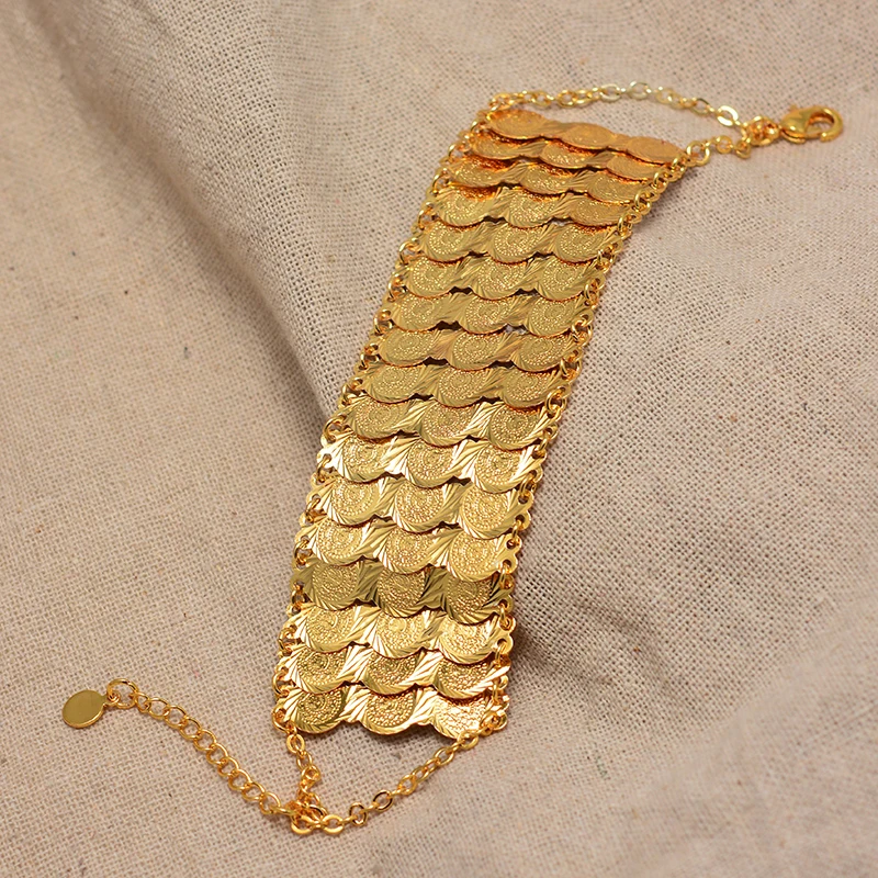 Gold Color Coins Bangles&Bracelets For Women Men Money Coin Bracelet Islamic Muslim Arab Middle Eastern Jewelry African Gifts thumbnail 4