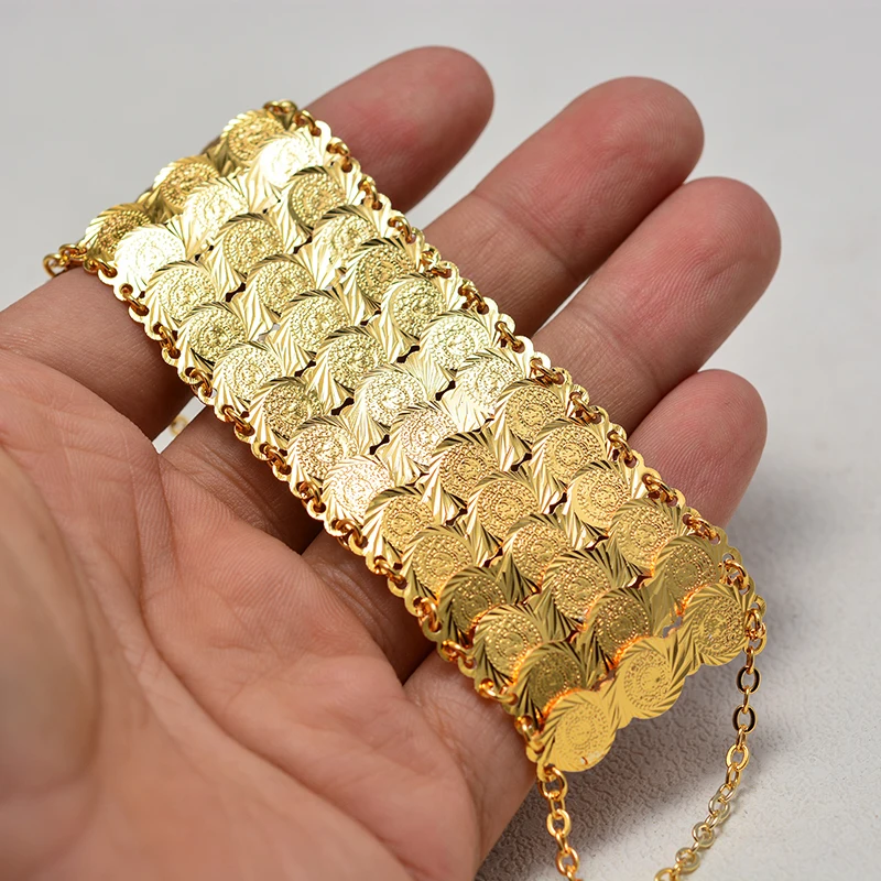 Gold Color Coins Bangles&Bracelets For Women Men Money Coin Bracelet Islamic Muslim Arab Middle Eastern Jewelry African Gifts thumbnail 2