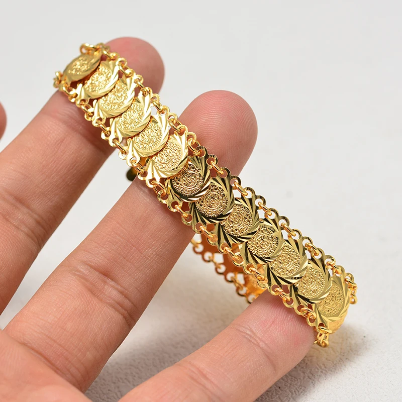 Gold Color Coins Bangles&Bracelets For Women Men Money Coin Bracelet Islamic Muslim Arab Middle Eastern Jewelry African Gifts thumbnail 5