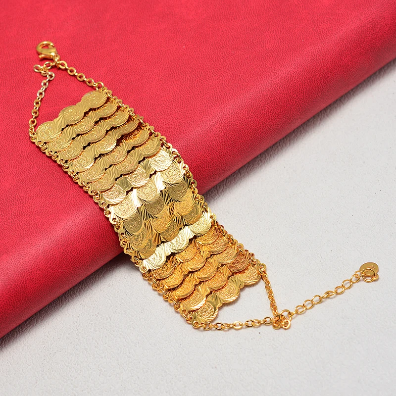 Gold Color Coins Bangles&Bracelets For Women Men Money Coin Bracelet Islamic Muslim Arab Middle Eastern Jewelry African Gifts thumbnail 3