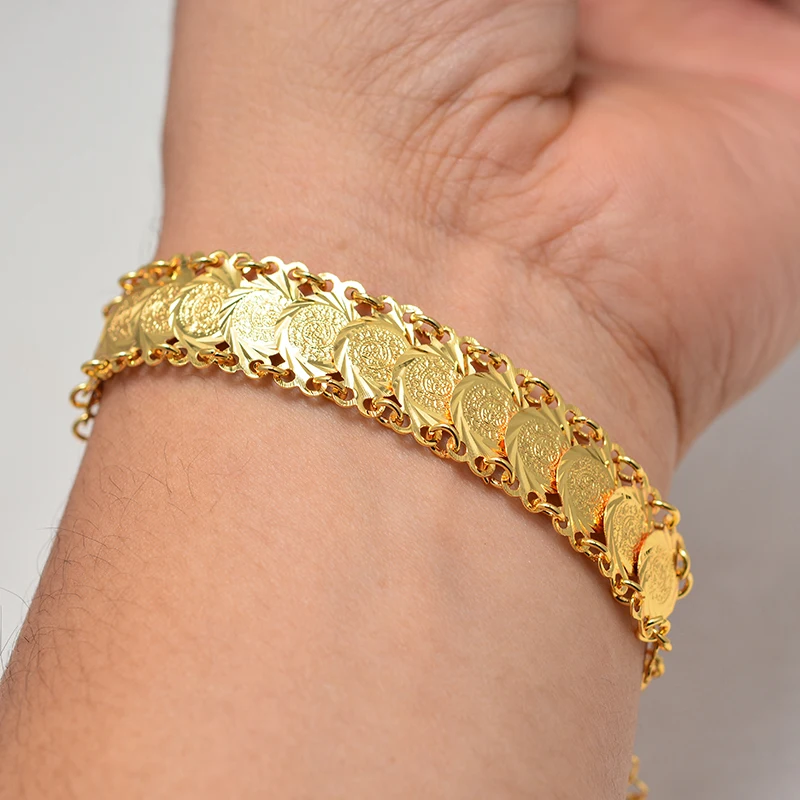 Gold Color Coins Bangles&Bracelets For Women Men Money Coin Bracelet Islamic Muslim Arab Middle Eastern Jewelry African Gifts thumbnail 2