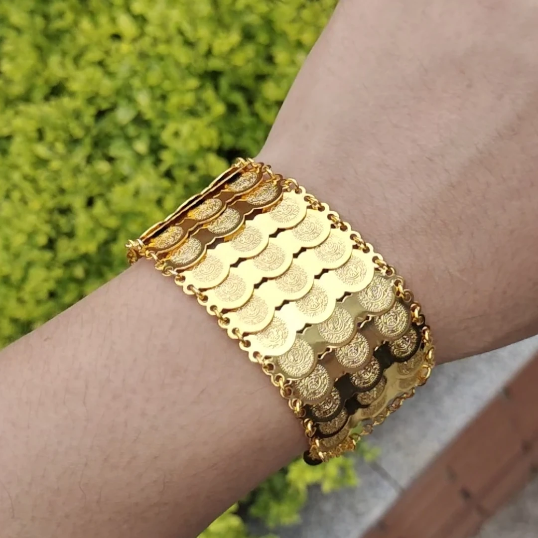 Gold Color Coins Bangles&Bracelets For Women Men Money Coin Bracelet Islamic Muslim Arab Middle Eastern Jewelry African Gifts thumbnail 3