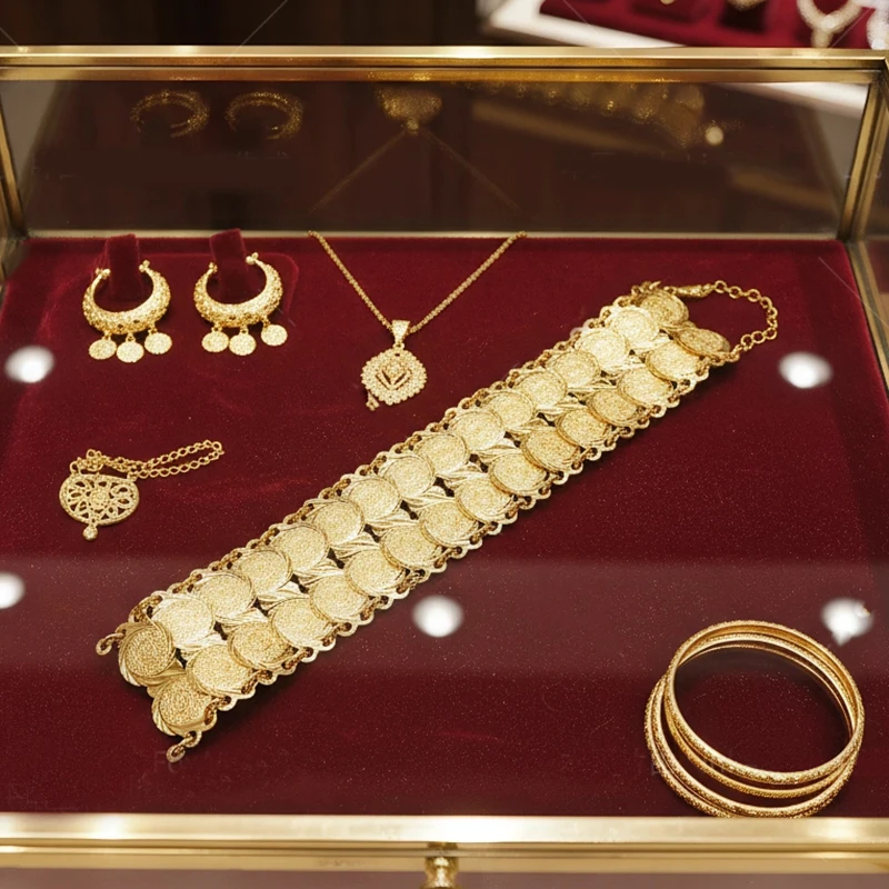 Gold Color Coins Bangles&Bracelets For Women Men Money Coin Bracelet Islamic Muslim Arab Middle Eastern Jewelry African Gifts thumbnail 6