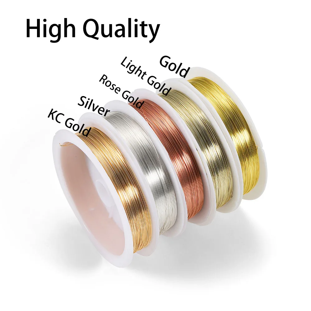 1Roll Gold Color Copper Wire 0.2/0.3/0.4/0.5/0.6/0.7/0.8/1.0mm Beading Cord DIY for Jewelry Making Accessories Wholesale thumbnail 2