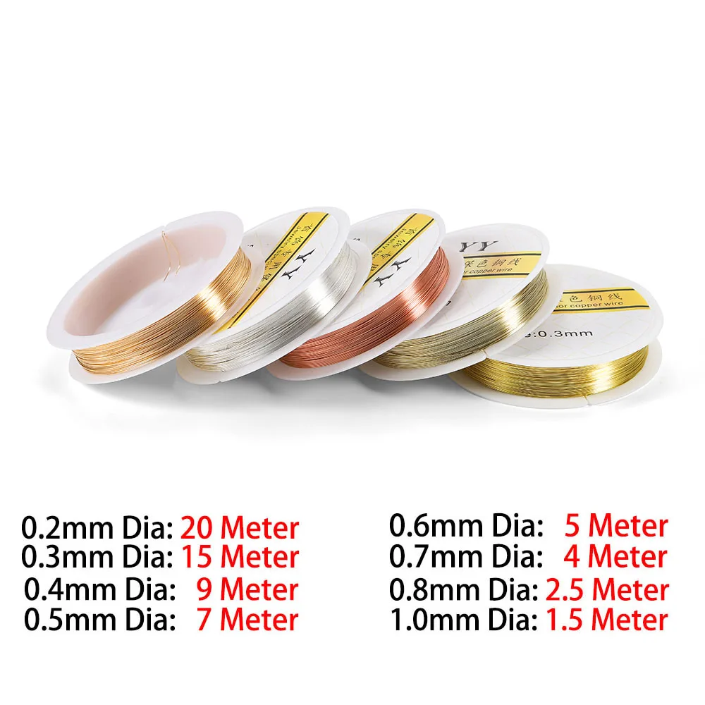 1Roll Gold Color Copper Wire 0.2/0.3/0.4/0.5/0.6/0.7/0.8/1.0mm Beading Cord DIY for Jewelry Making Accessories Wholesale thumbnail 3