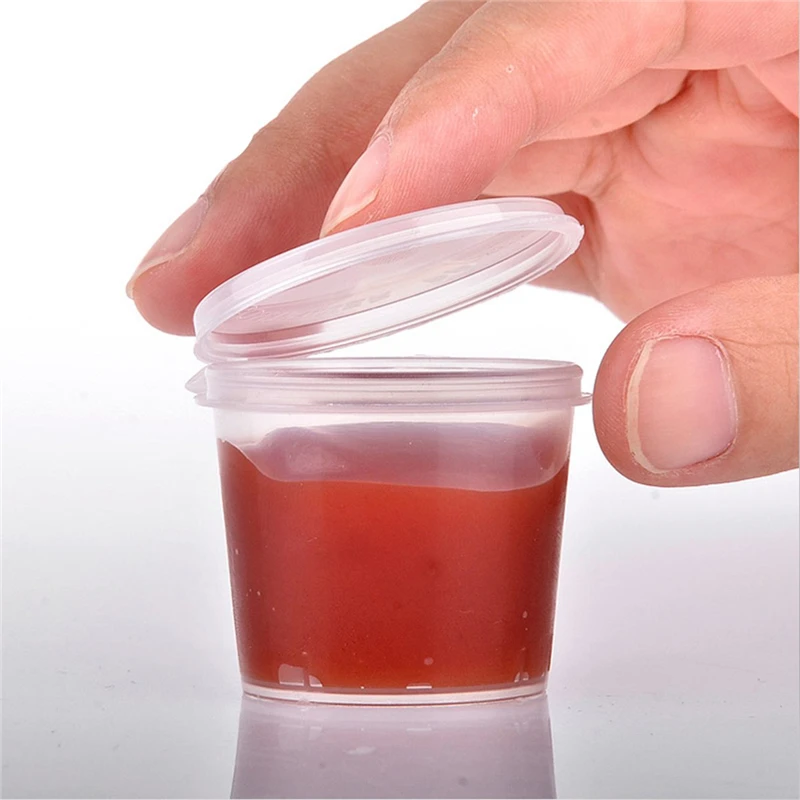 30pcs/Set 30ml 50ml 100ml Disposable Plastic Takeaway Sauce Cup Containers Food Box with Hinged Lids Pigment Paint Box Reusable thumbnail 6