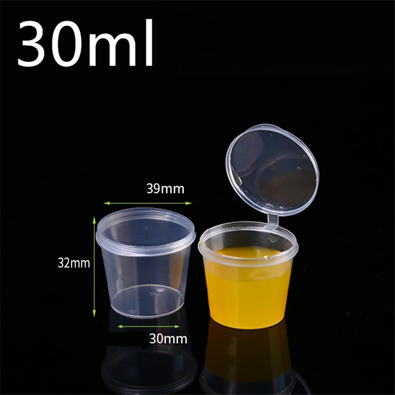 30pcs/Set 30ml 50ml 100ml Disposable Plastic Takeaway Sauce Cup Containers Food Box with Hinged Lids Pigment Paint Box Reusable thumbnail 3