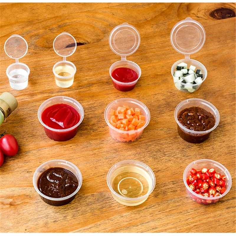 30pcs/Set 30ml 50ml 100ml Disposable Plastic Takeaway Sauce Cup Containers Food Box with Hinged Lids Pigment Paint Box Reusable thumbnail 2