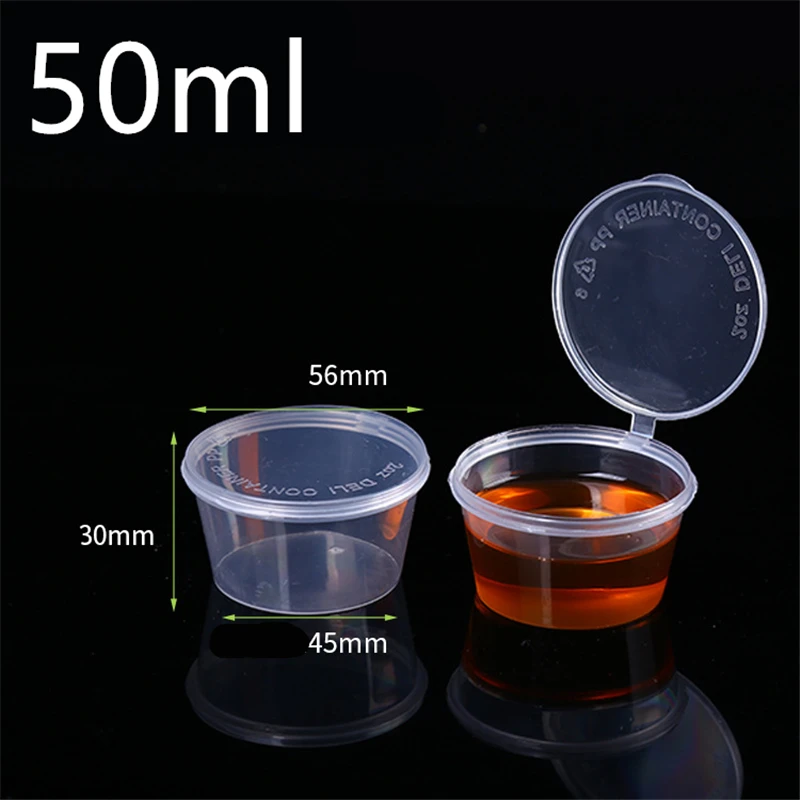 30pcs/Set 30ml 50ml 100ml Disposable Plastic Takeaway Sauce Cup Containers Food Box with Hinged Lids Pigment Paint Box Reusable thumbnail 4