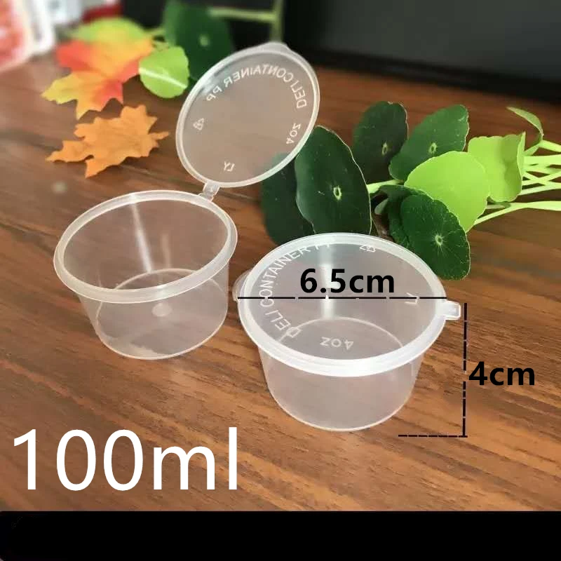 30pcs/Set 30ml 50ml 100ml Disposable Plastic Takeaway Sauce Cup Containers Food Box with Hinged Lids Pigment Paint Box Reusable thumbnail 5