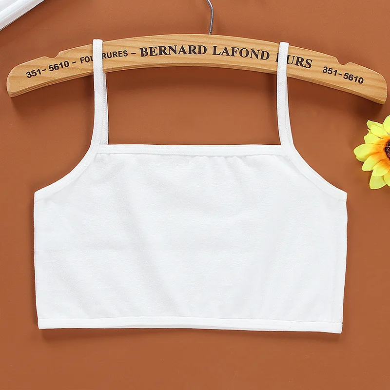 4Pc/Lot Kids Underwear 100% Cotton Girls Tank Top Candy Color Undershirt Girls Singlet Baby Camisole Bra Tops Sport thumbnail 4
