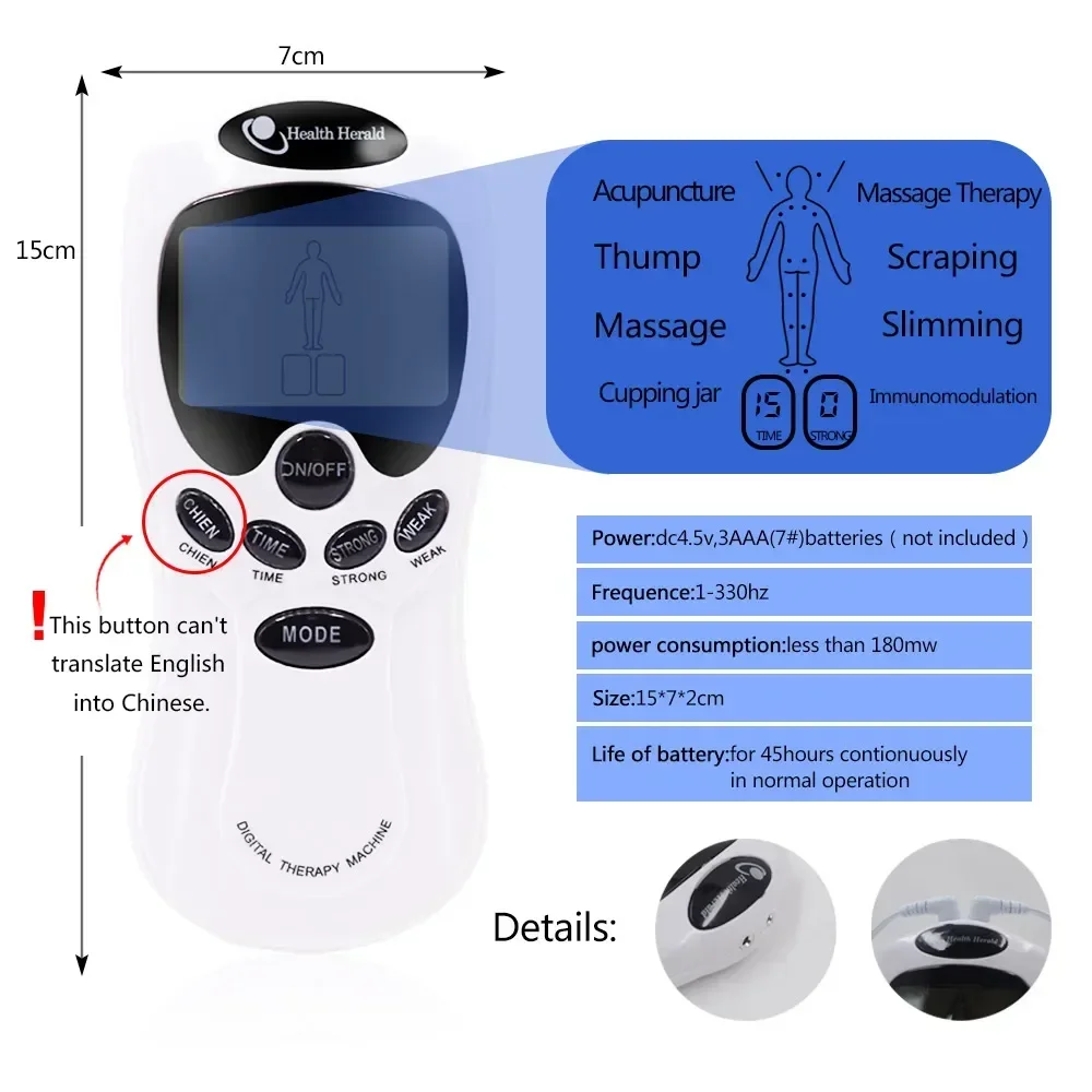 Health Tens Muscle Neck Massager Back Electric Digital Therapy Machine Massage Electronic Pulse Stimulator for Full Body Care thumbnail 5