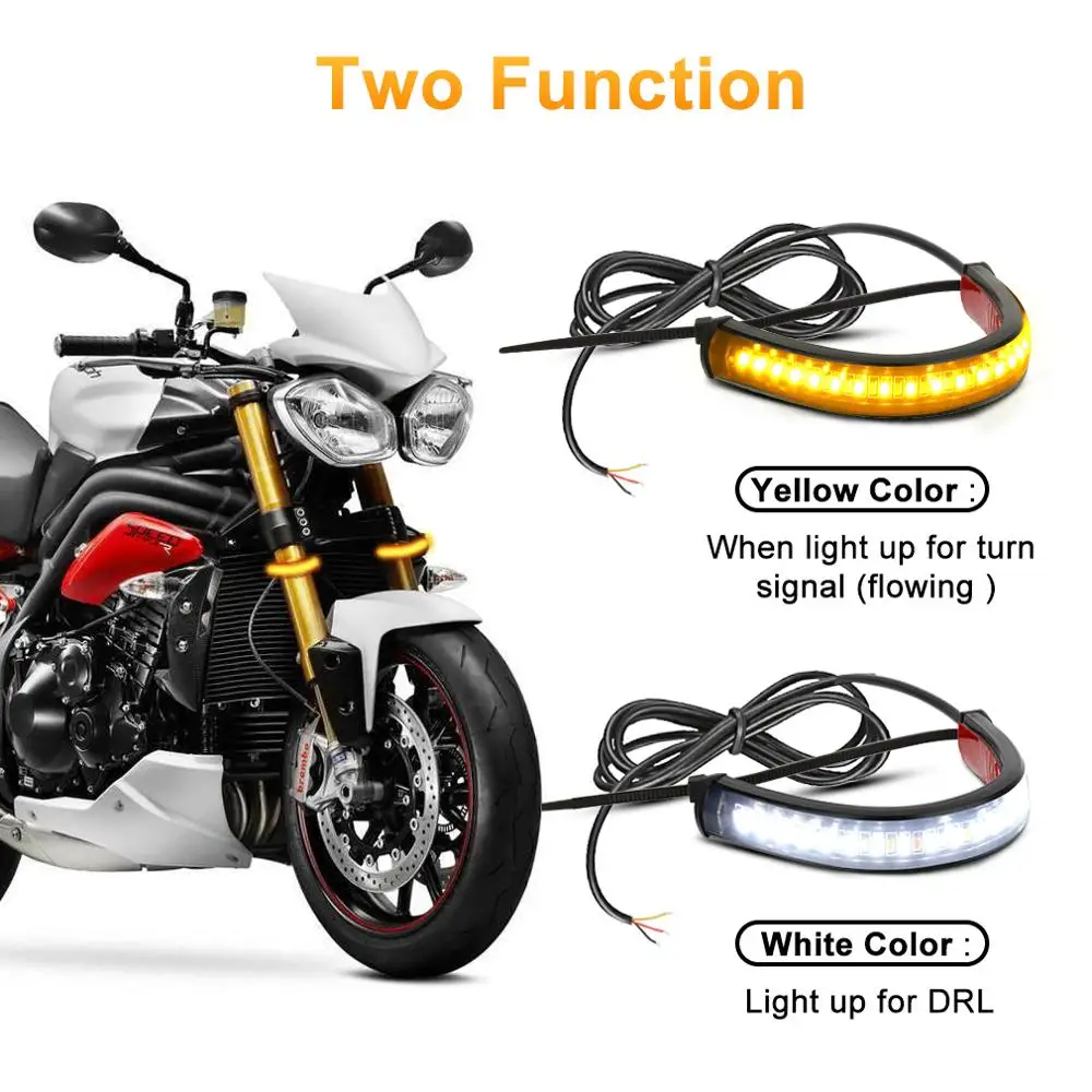 1pcs Universal Motorcycle Turn Signal Light DRL Light 36SMD 3014 Chips Flowing Flashing Blinker White Yellow 12V Waterproof thumbnail 2