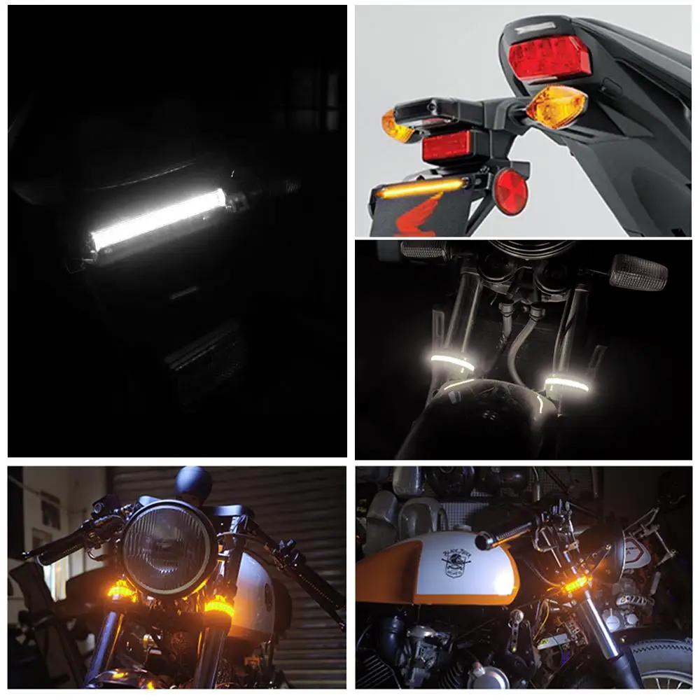 1pcs Universal Motorcycle Turn Signal Light DRL Light 36SMD 3014 Chips Flowing Flashing Blinker White Yellow 12V Waterproof thumbnail 6
