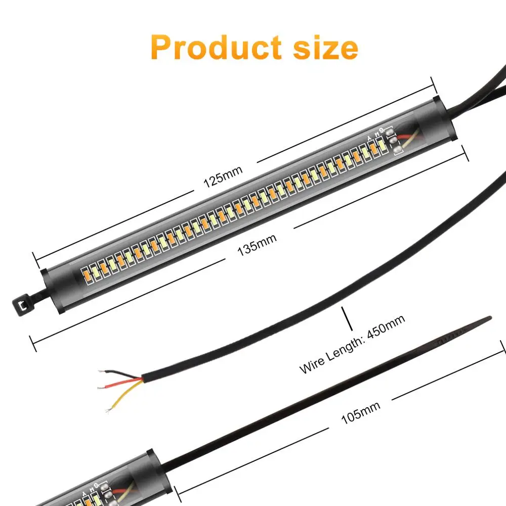 1pcs Universal Motorcycle Turn Signal Light DRL Light 36SMD 3014 Chips Flowing Flashing Blinker White Yellow 12V Waterproof thumbnail 5