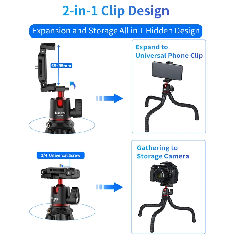 Ulanzi MT-11 Flexible Tripod For Phone DSLR Camera Stand With Remote Control Mini Octopus Legs For iPhone 13 14 Pro Max Holder thumbnail 4