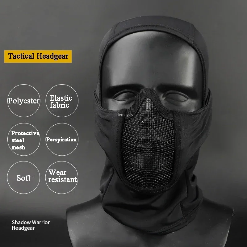 Tactical Full Face Mask Balaclava Cap Motorcycle  Airsoft Paintball Headgear Metal Mesh Hunting Protective Mask thumbnail 3