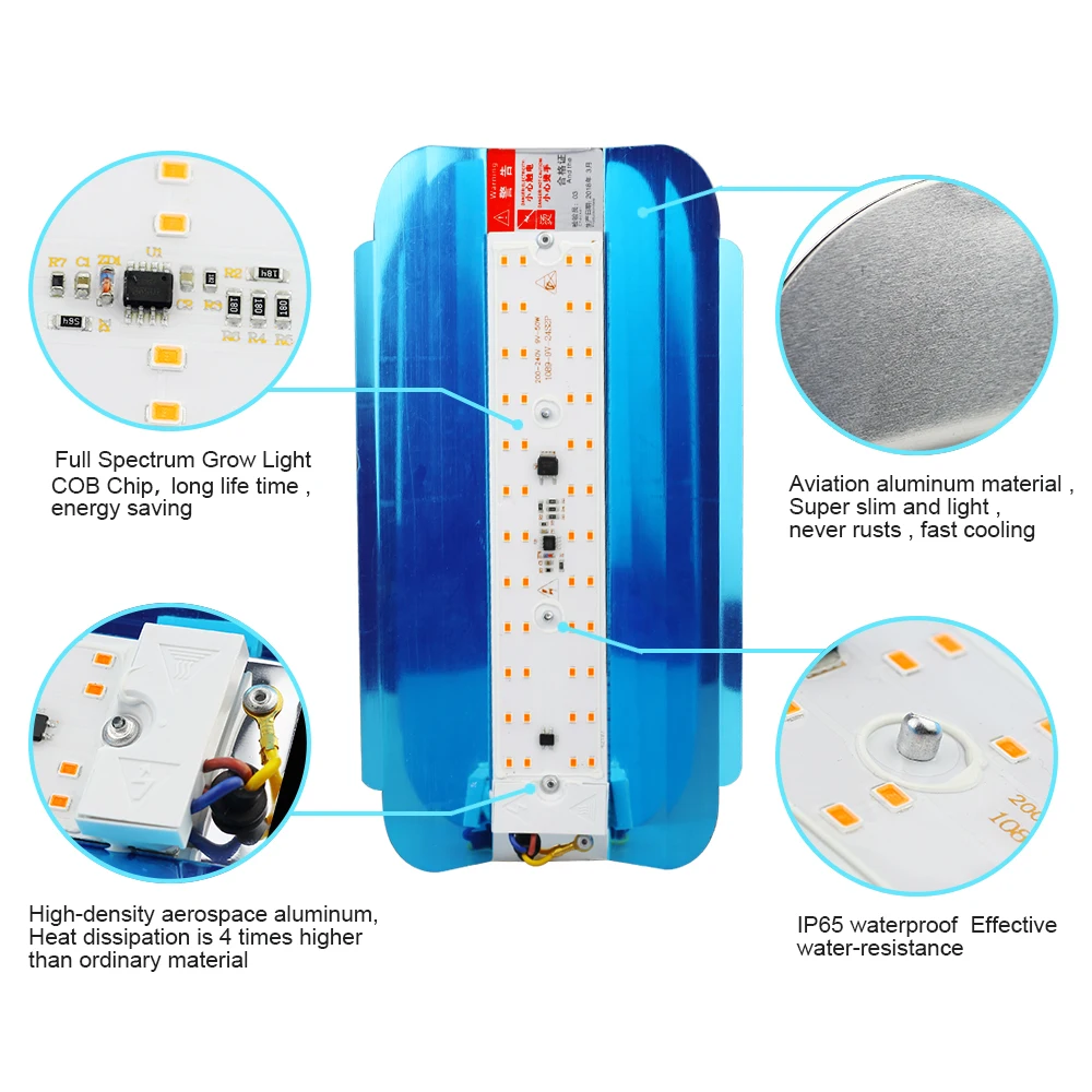 LED Grow Light 50W 100W Full Spectrum Indoor Greenhouse lamp full Grow Lights For Medicinal Plants Flower vegetable seeds thumbnail 3