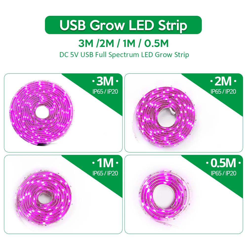 LED Grow Light Full Spectrum 5V USB Grow Light Strip 2835 LED Phyto Lamps For Plants Greenhouse Hydroponic Growing 0.5M 1M 2M 3M thumbnail 4