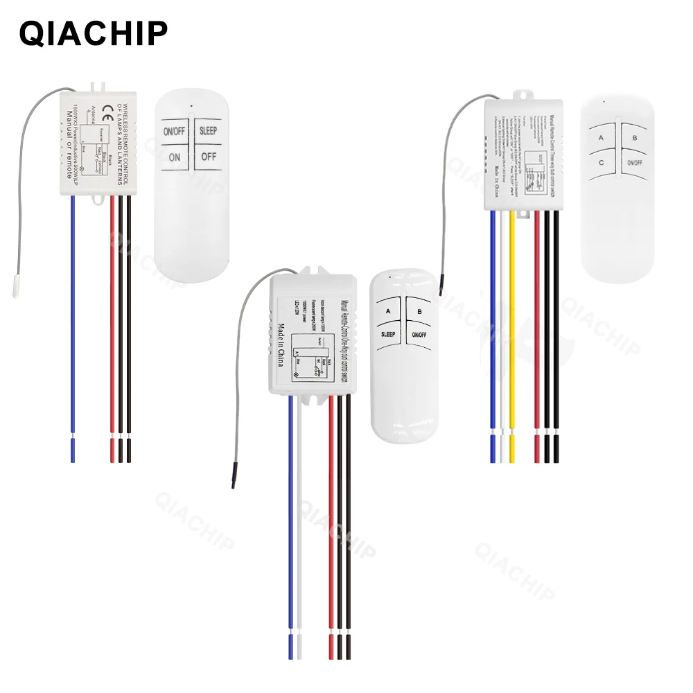 QIACHIP 1/2/3 Way ON/OFF 220V Remote Control Switch Lamp Light Digital Wireless Wall Remote Control Switch Receiver Transmitter thumbnail 3