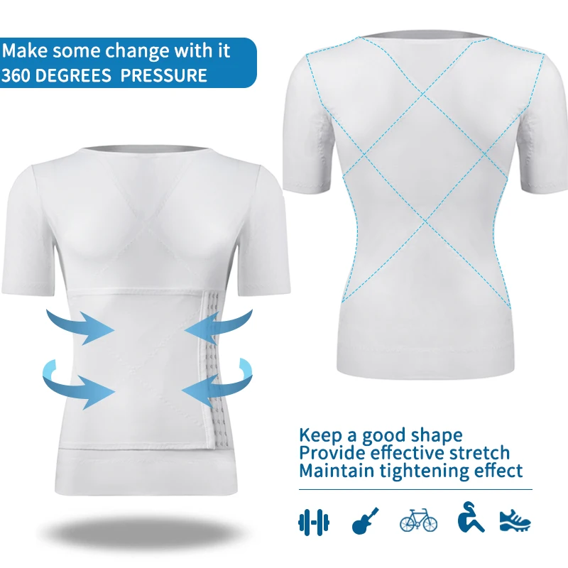Mens Body Shaper Compression Shirts Abdomen Shapewear Tummy Slimming Sheath Gynecomastia Shapers Corset Waist Trainer Fajas Tops thumbnail 5