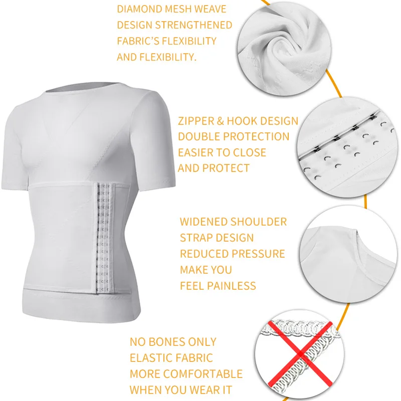 Mens Body Shaper Compression Shirts Abdomen Shapewear Tummy Slimming Sheath Gynecomastia Shapers Corset Waist Trainer Fajas Tops thumbnail 4