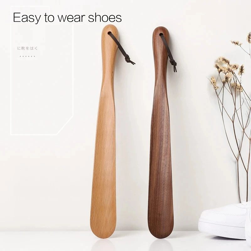 1 Pcs Durable Professional Wooden Shoe Horn Flexible Long Handle Shoehorn Useful Shoe Lifter 38cm Shoe Spoon Home Tools thumbnail 4