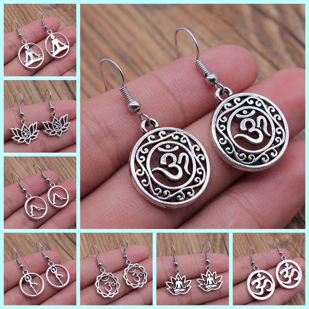 Om Sign Yoga Symbol Earring Yoga Om Symbol Zen Buddhism Glass Earrings For Women Jewellery thumbnail 5