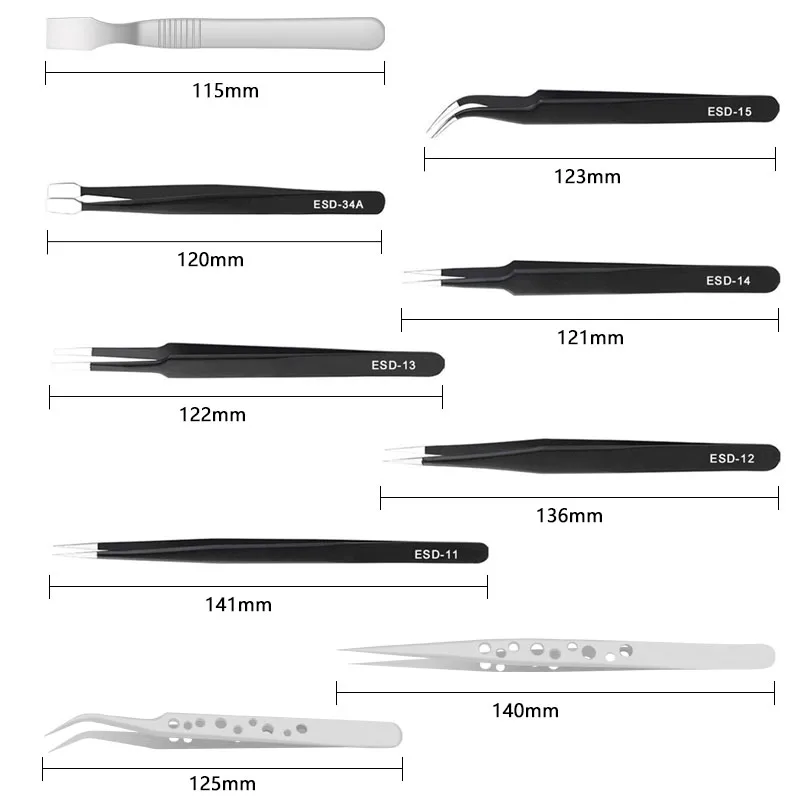 9 Pcs Tweezers Set Stainless Steel Anti-Static Precision Tweezers for Electronic Mobile Phone Repair Tools Hand Tools thumbnail 3