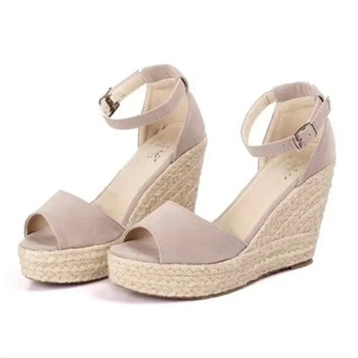01 Espadrilles Women Wedges Peep Toe Sandals Platform Ankle Strap High Heel Shoes Female Pumps Beach Wedding Ladies Sandals thumbnail 3