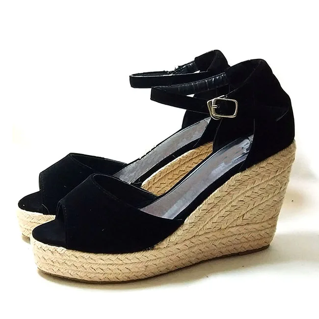 01 Espadrilles Women Wedges Peep Toe Sandals Platform Ankle Strap High Heel Shoes Female Pumps Beach Wedding Ladies Sandals thumbnail 4