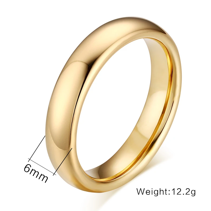 Smooth Stainless Steel Couple Rings Gold Color Simple 4MM Women Men Lovers Wedding Jewelry Engagement Gifts Personalized thumbnail 2