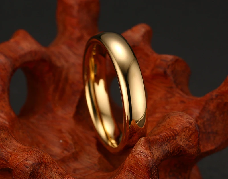 Smooth Stainless Steel Couple Rings Gold Color Simple 4MM Women Men Lovers Wedding Jewelry Engagement Gifts Personalized thumbnail 4