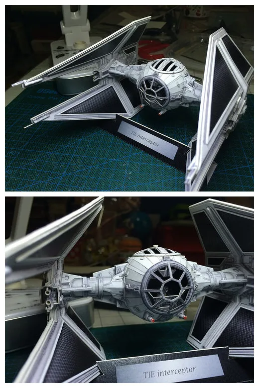 TIE interceptor DIY Handcraft PAPER MODEL KIT Handmade Toy Puzzles thumbnail 3