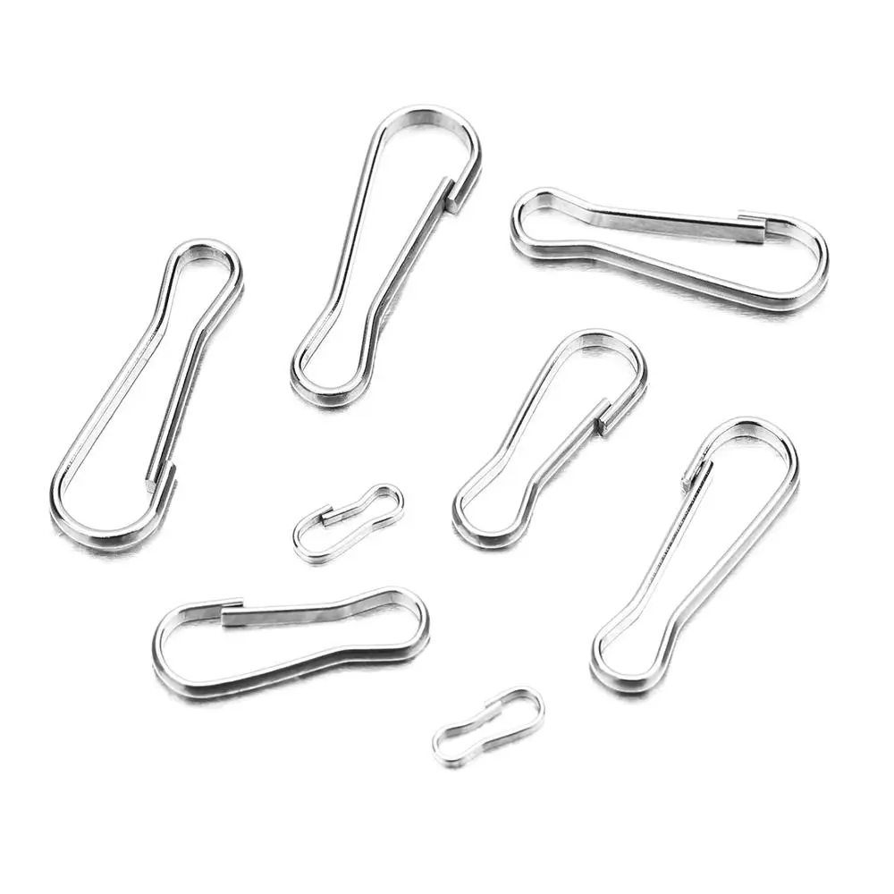 30/50pcs Stainless Steel Snap Spring Clip Hooks Rings Buckle Keychain Lanyards Zipper Hanging Buckle Keychaine Keyring Accessory thumbnail 3
