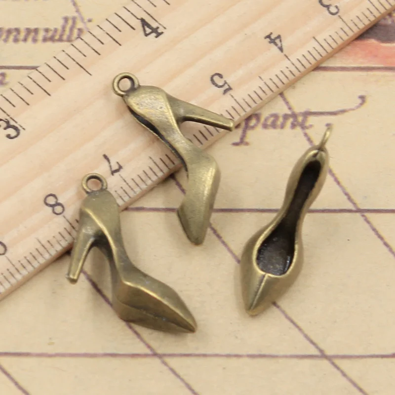 10pcs Charms High Heels high-heeled Shoes 29x17mm Tibetan Bronze Silver Color Pendants Antique Jewelry Making DIY Handmade Craft thumbnail 2