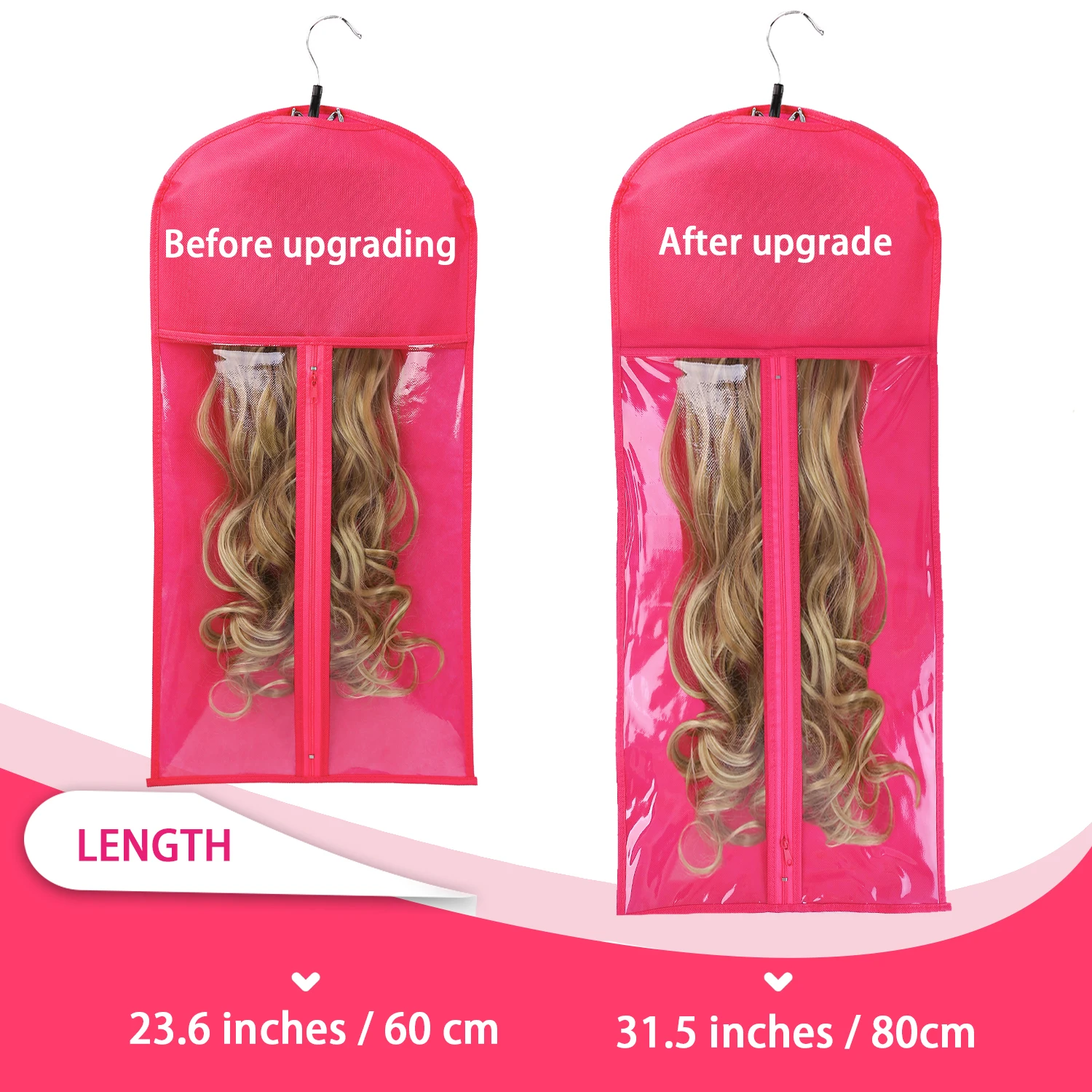 Alileader Best Quality Portable Wig Storage Bag With Hanger Package Suit Case Bag For Human Hair/Ponytail/Clips Hair Extensions thumbnail 3