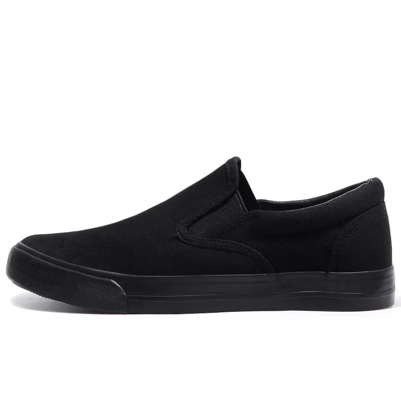 Slip-on Shoes Cool Young Man Street Pure Black Footwear Breathable Flat Mens Casual Shoes Plus Size 45 thumbnail 3