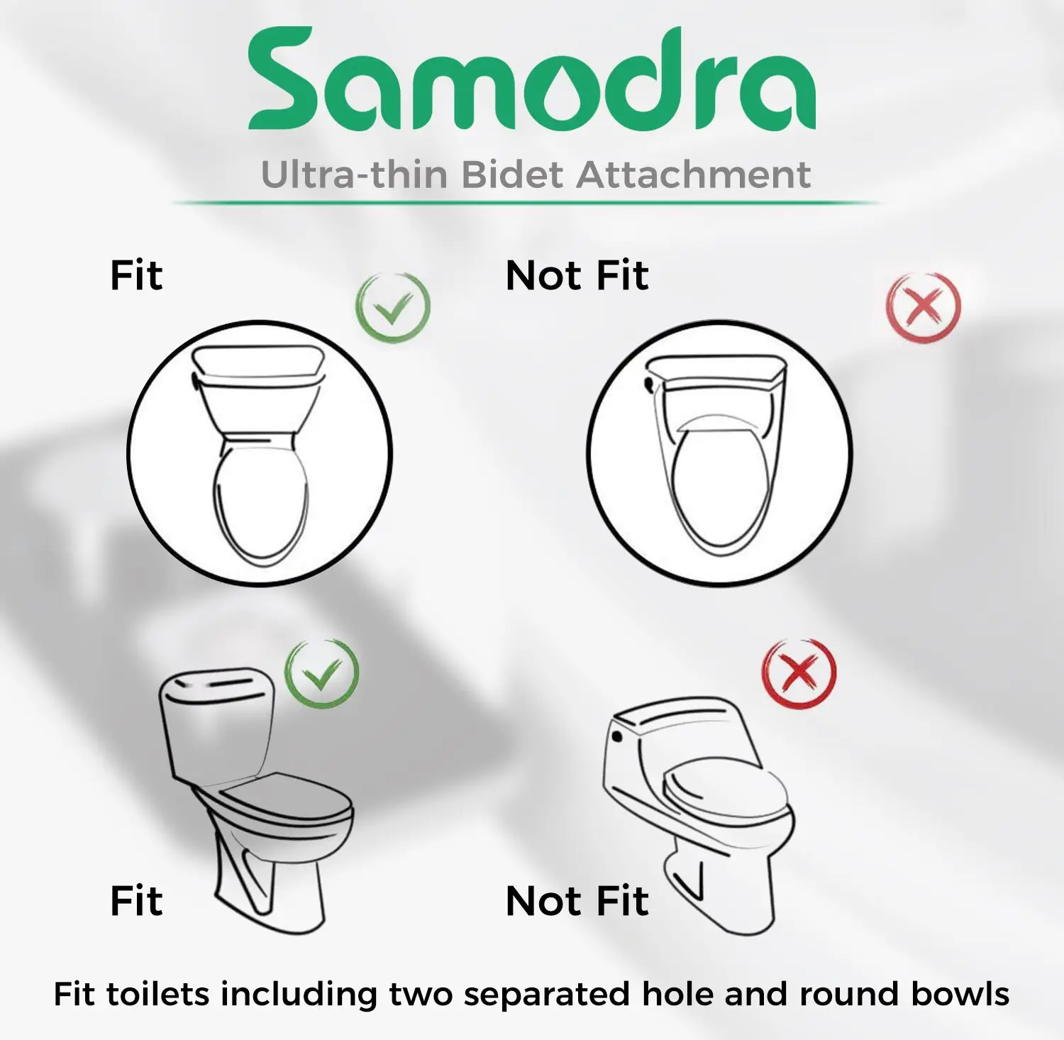 Samodra Toilet Bidet Shower Ultra-thin Bidet Toilet Seat Attachment Non-electric Bidet sprayer Dual Nozzles Frontal & Rear Wash thumbnail 5