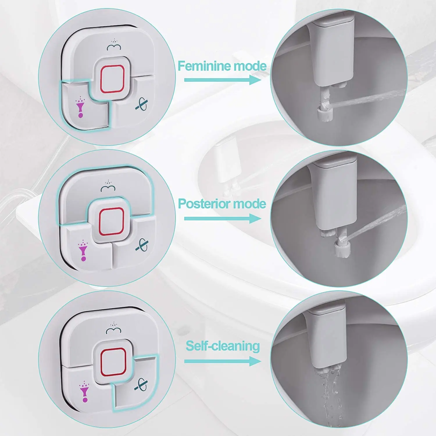 Samodra Toilet Bidet Shower Ultra-thin Bidet Toilet Seat Attachment Non-electric Bidet sprayer Dual Nozzles Frontal & Rear Wash thumbnail 2