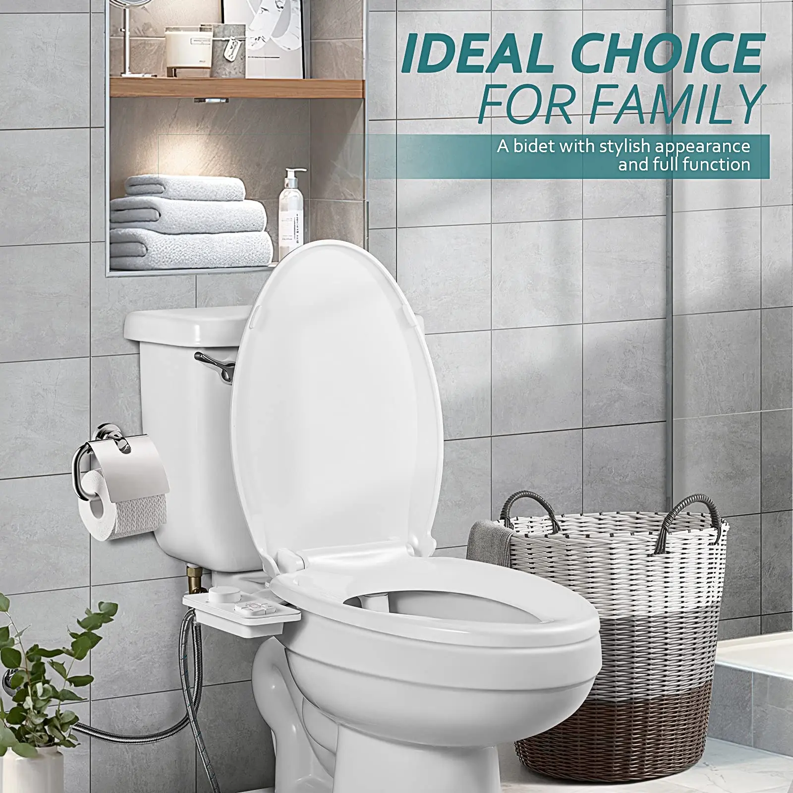 Samodra Toilet Bidet Shower Ultra-thin Bidet Toilet Seat Attachment Non-electric Bidet sprayer Dual Nozzles Frontal & Rear Wash thumbnail 6
