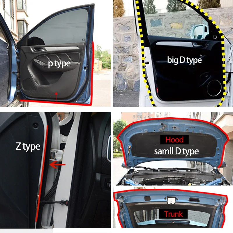 Car Door Seal Strip Auto Rubber Door Sealing Strips Car Door Protector Door Guard Noise Insulation Soundproof Z P D Type Seals thumbnail 6