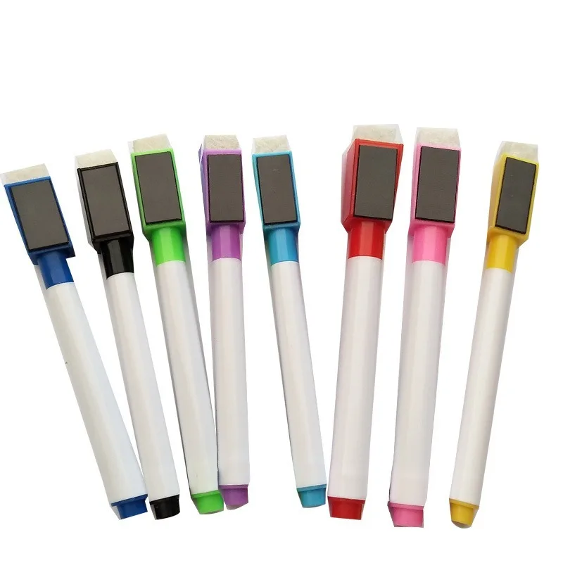 8pcs\set Erasable Colorful Black Whiteboard Pen Marker Magnetism and Brush Office School Stationery Supplies thumbnail 4