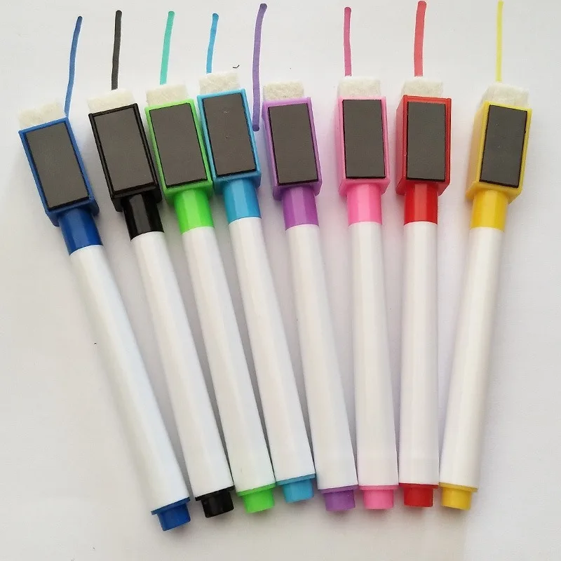 8pcs\set Erasable Colorful Black Whiteboard Pen Marker Magnetism and Brush Office School Stationery Supplies thumbnail 2