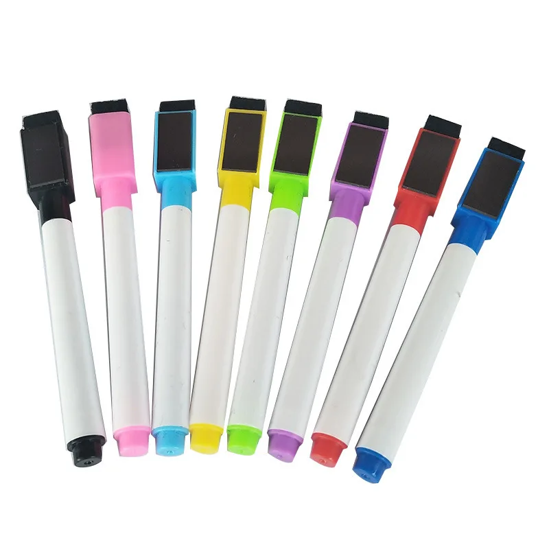 8pcs\set Erasable Colorful Black Whiteboard Pen Marker Magnetism and Brush Office School Stationery Supplies thumbnail 5