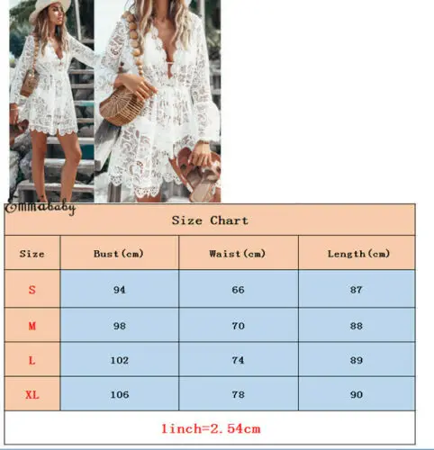 Hot Sale Women Sexy V-neck Lace Beach Bikini Cover Up Female Boho Casual Party Holiday Beach Dress Sundress Cover Up Outfits thumbnail 5